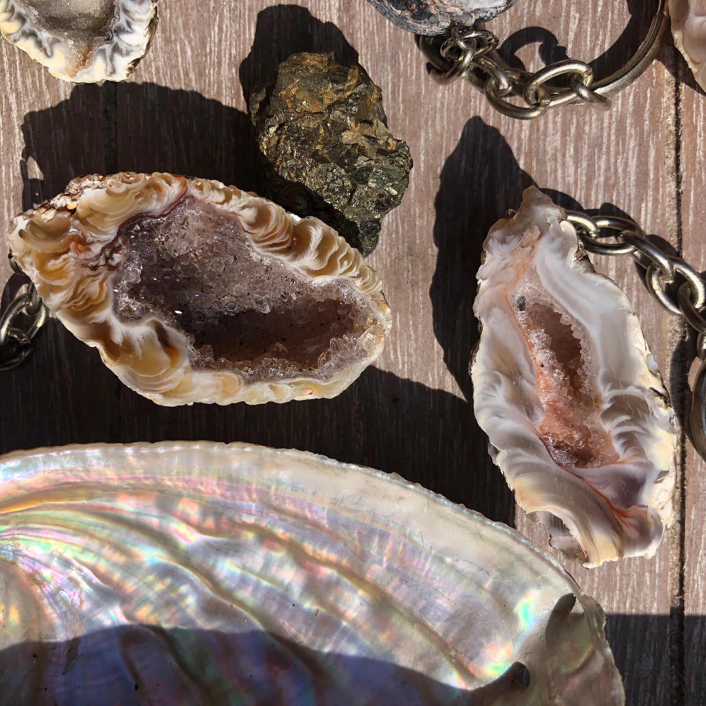 Porte-clés Géode Agate brute