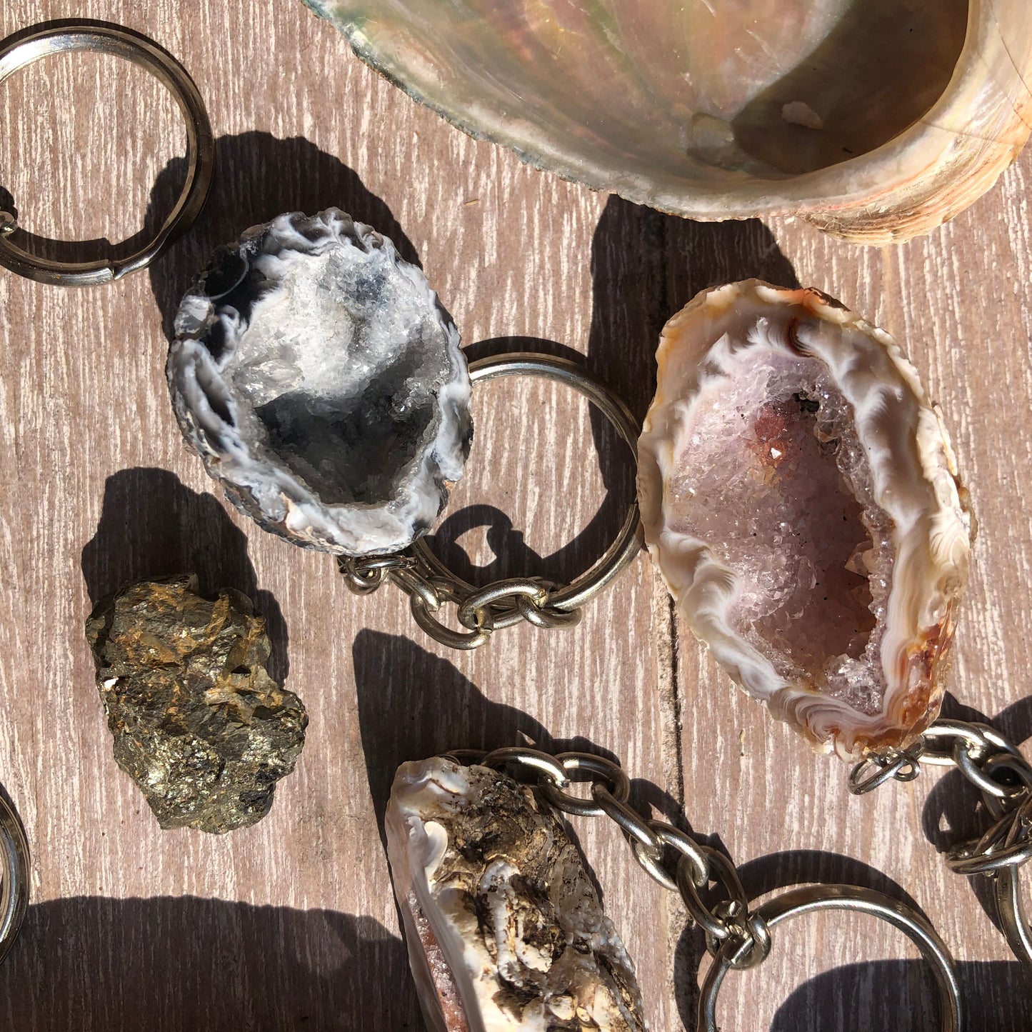 Porte-clés Géode Agate brute