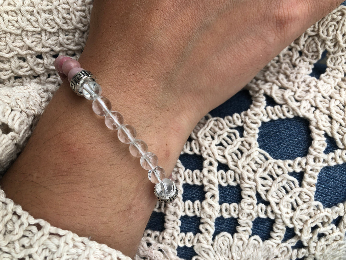 Bracelet Rhodonite / Cristal de roche
