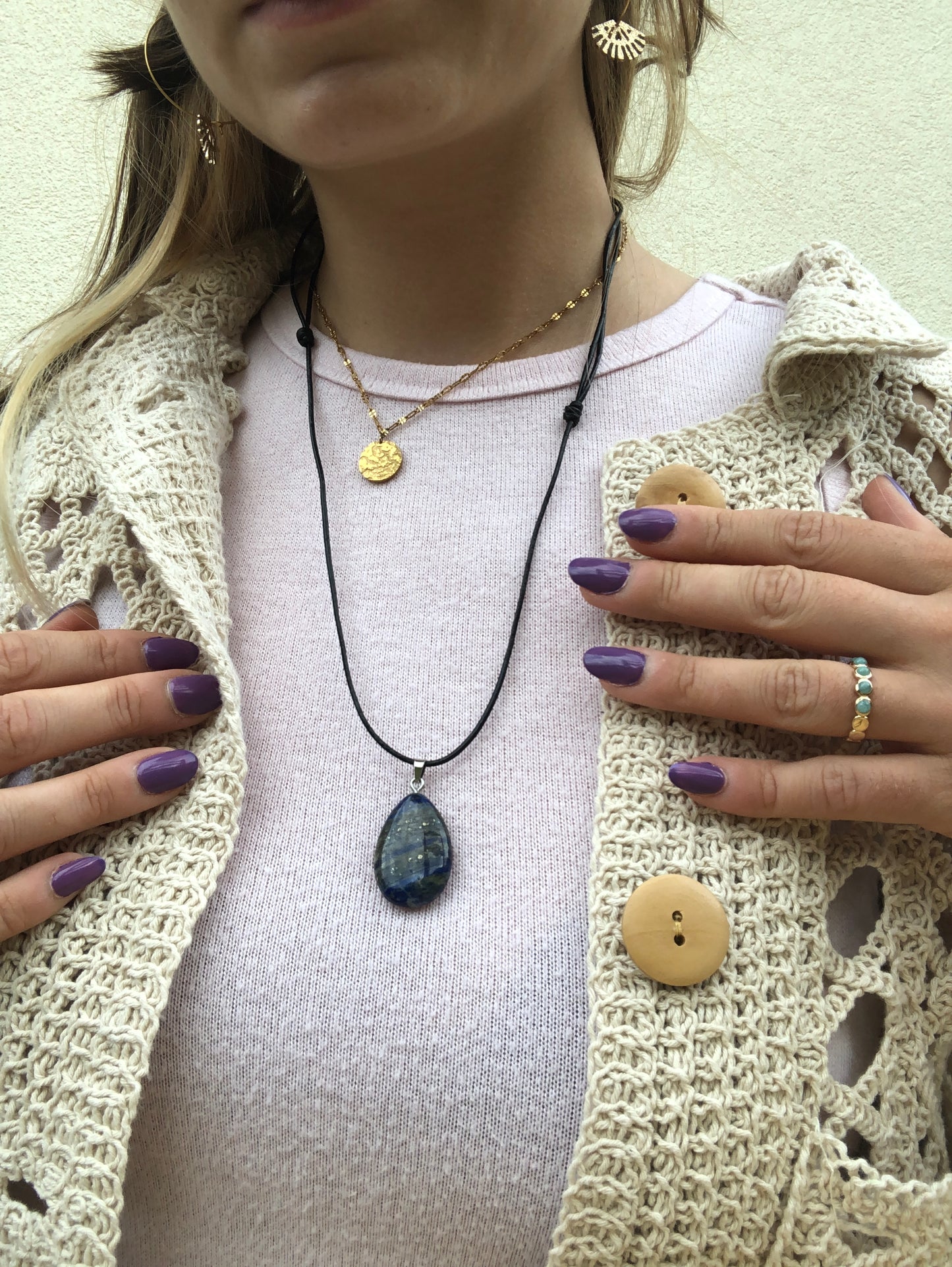 Collier pendentif larme en Lapis Lazuli