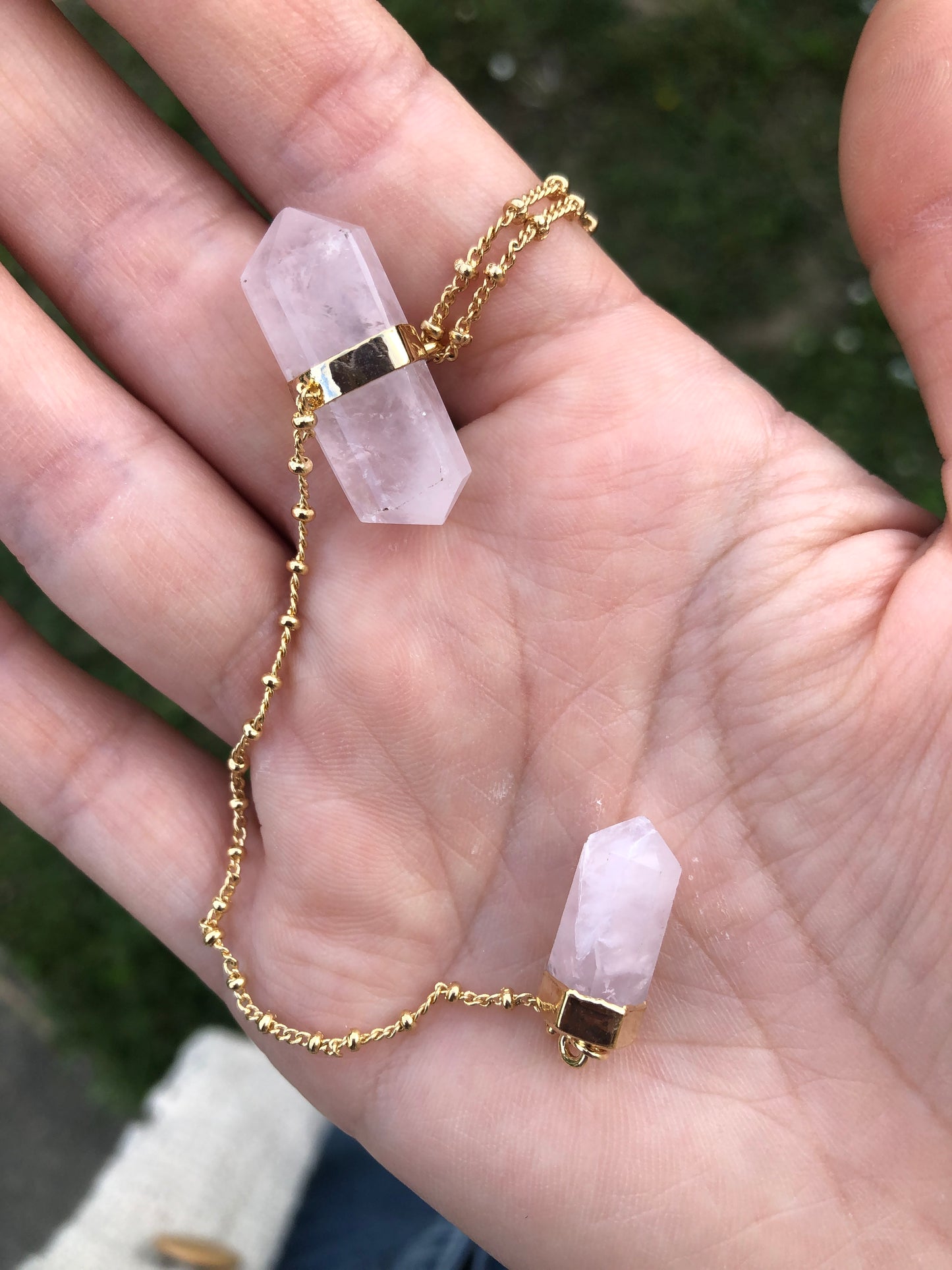 Collier pointes Quartz rose
