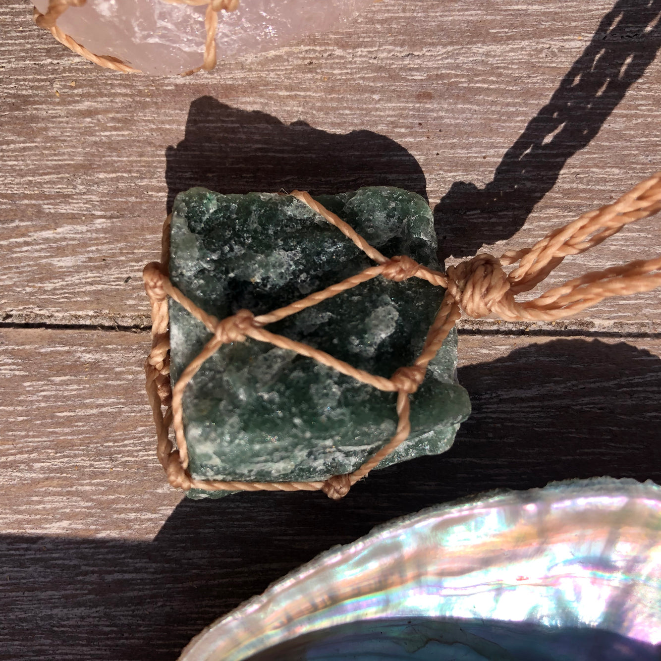 Collier pierre brute Aventurine verte