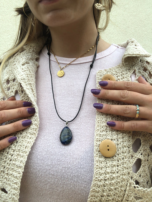Collier pendentif larme en Lapis Lazuli